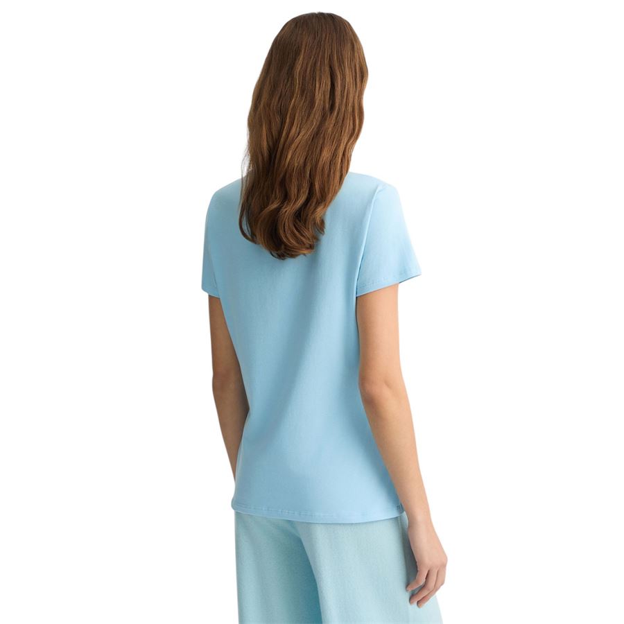 T-shirt a manica corta da donna con logo e strass Liu Jo | TA5214JS003M9123